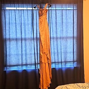 100% silk evening gown in champagne